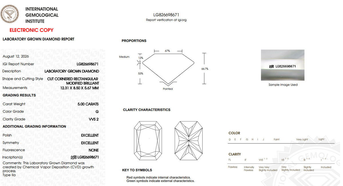 Limited Offer: $6350 Value - 5.00 Carat Radiant Cut LG Diamond - IGI Certified G/VVS2