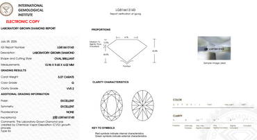 LIMITED OFFER: $6650 Value - 5.07 Carat Oval Cut LG Diamond - IGI Certified G/VVS2