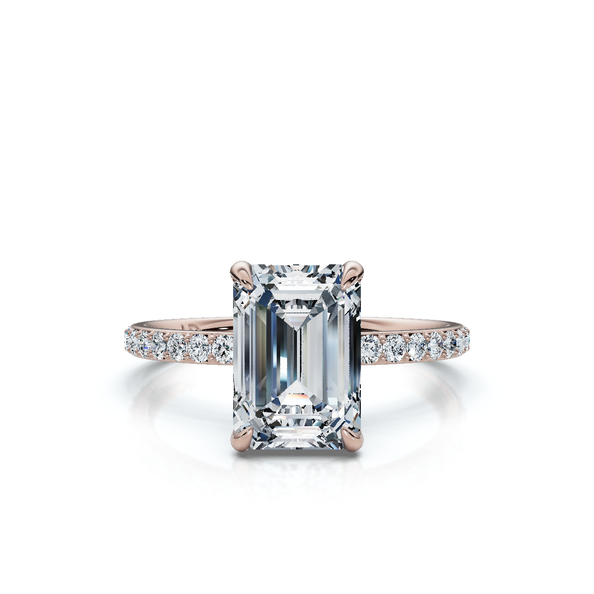 18K/Platinum Emerald Cut Accented "Petite"
