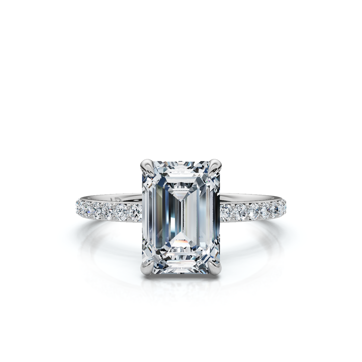 18K/Platinum Emerald Cut Accented "Petite"