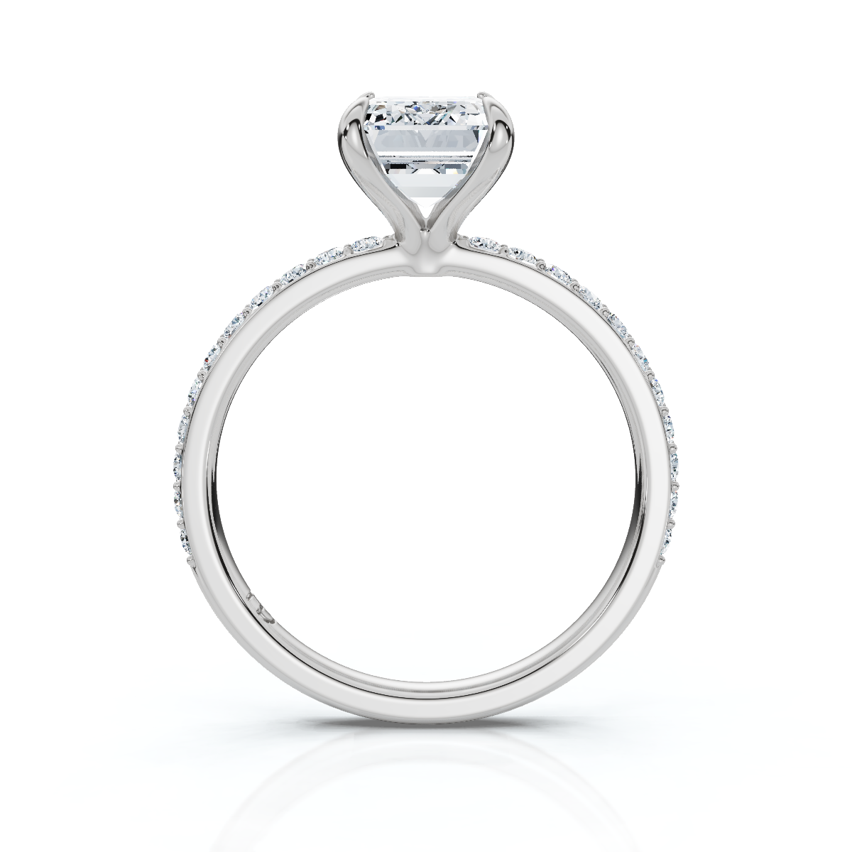 18K/Platinum Emerald Cut Accented "Petite"