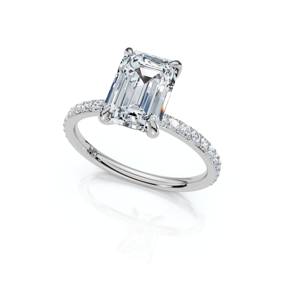 18K/Platinum Emerald Cut Accented "Petite"