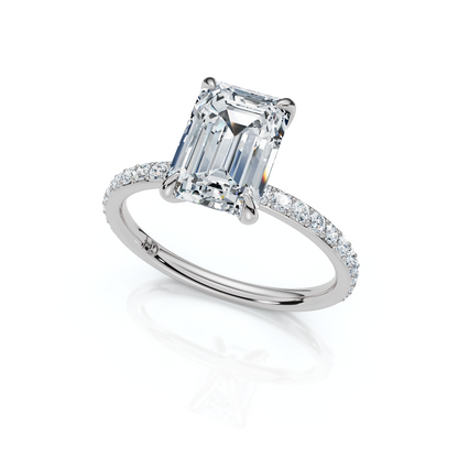 18K/Platinum Emerald Cut Accented "Petite"