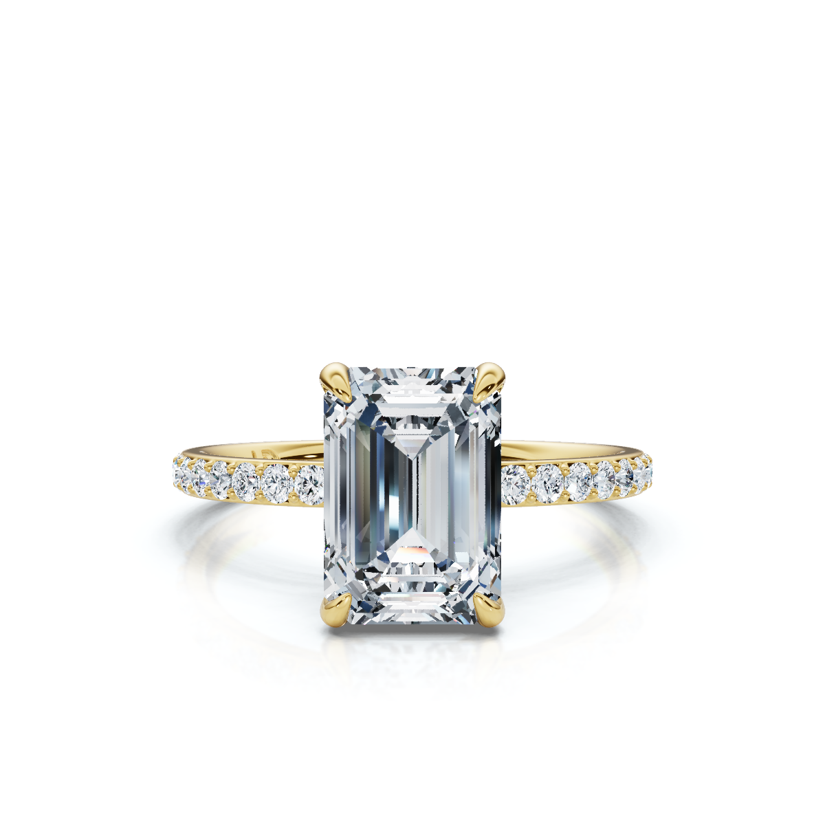 18K/Platinum Emerald Cut Accented "Petite"