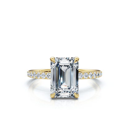 18K/Platinum Emerald Cut Accented "Petite"