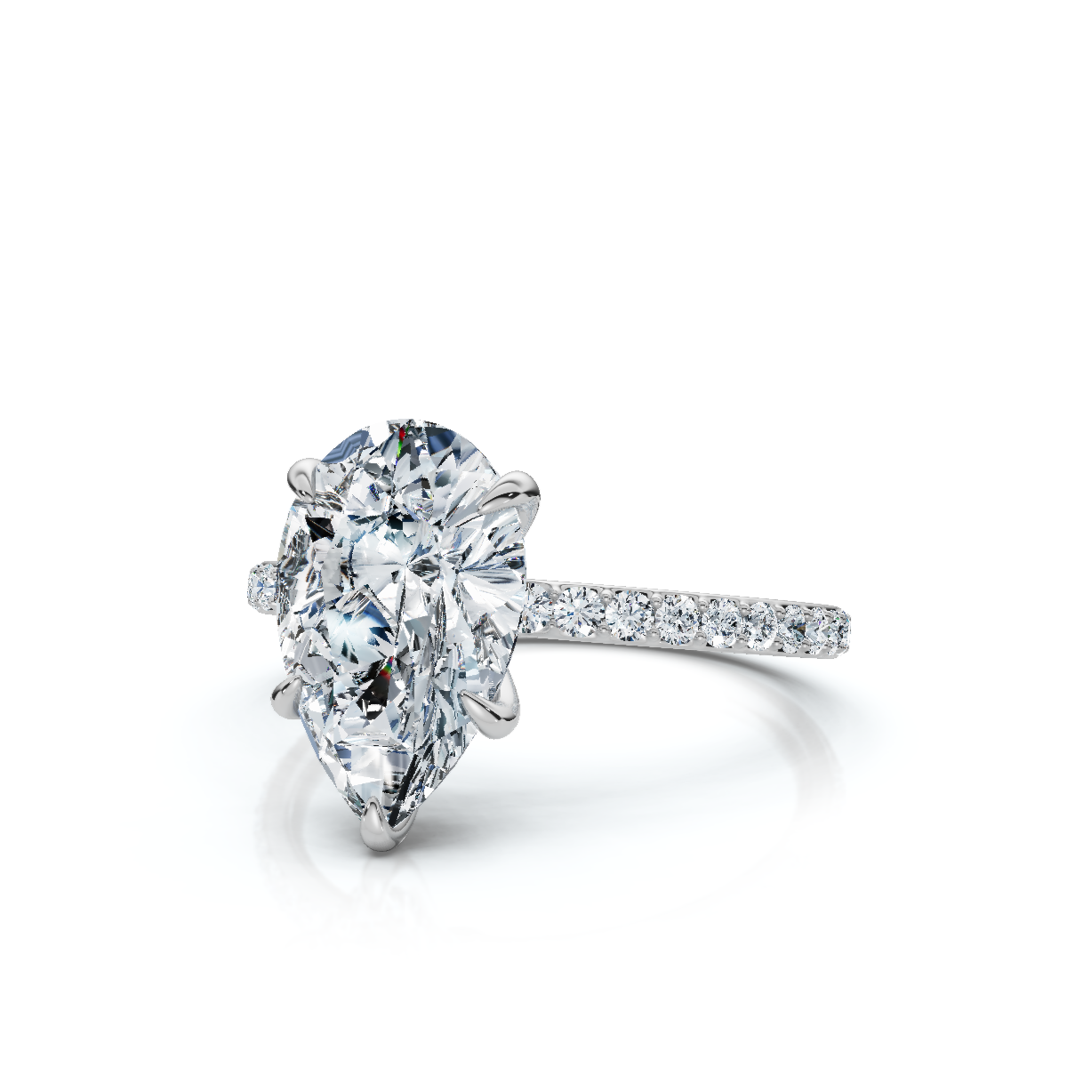 18K/Platinum Pear Cut Accented "Petite"