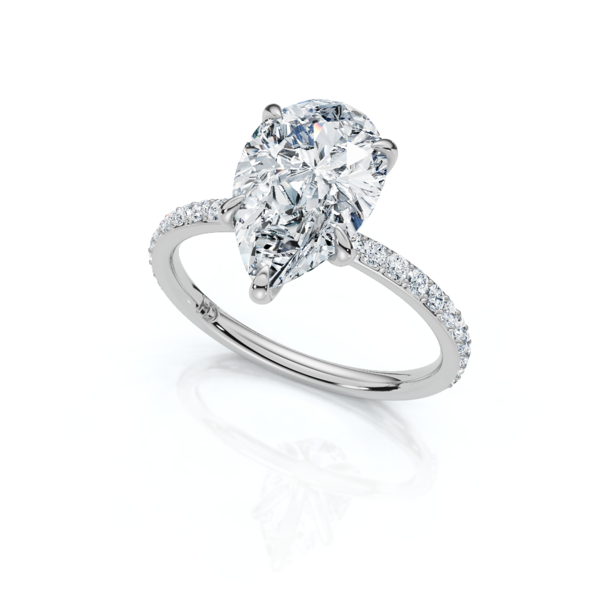 18K/Platinum Pear Cut Accented "Petite"