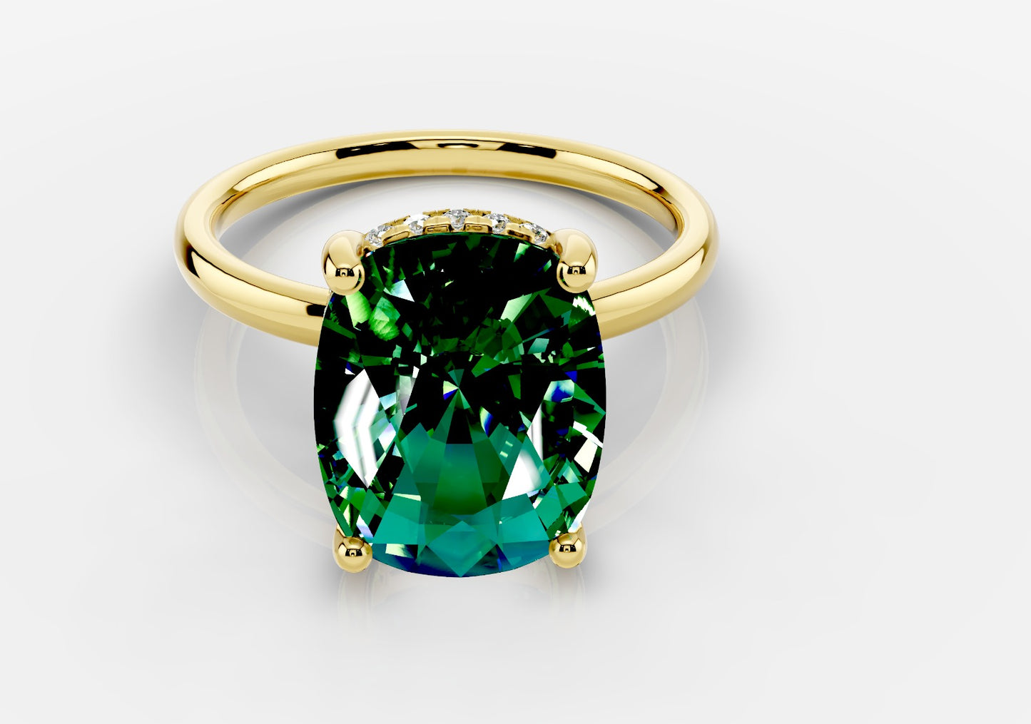 4 Carat Fancy Vivid Green Diamond with Hidden Halo
