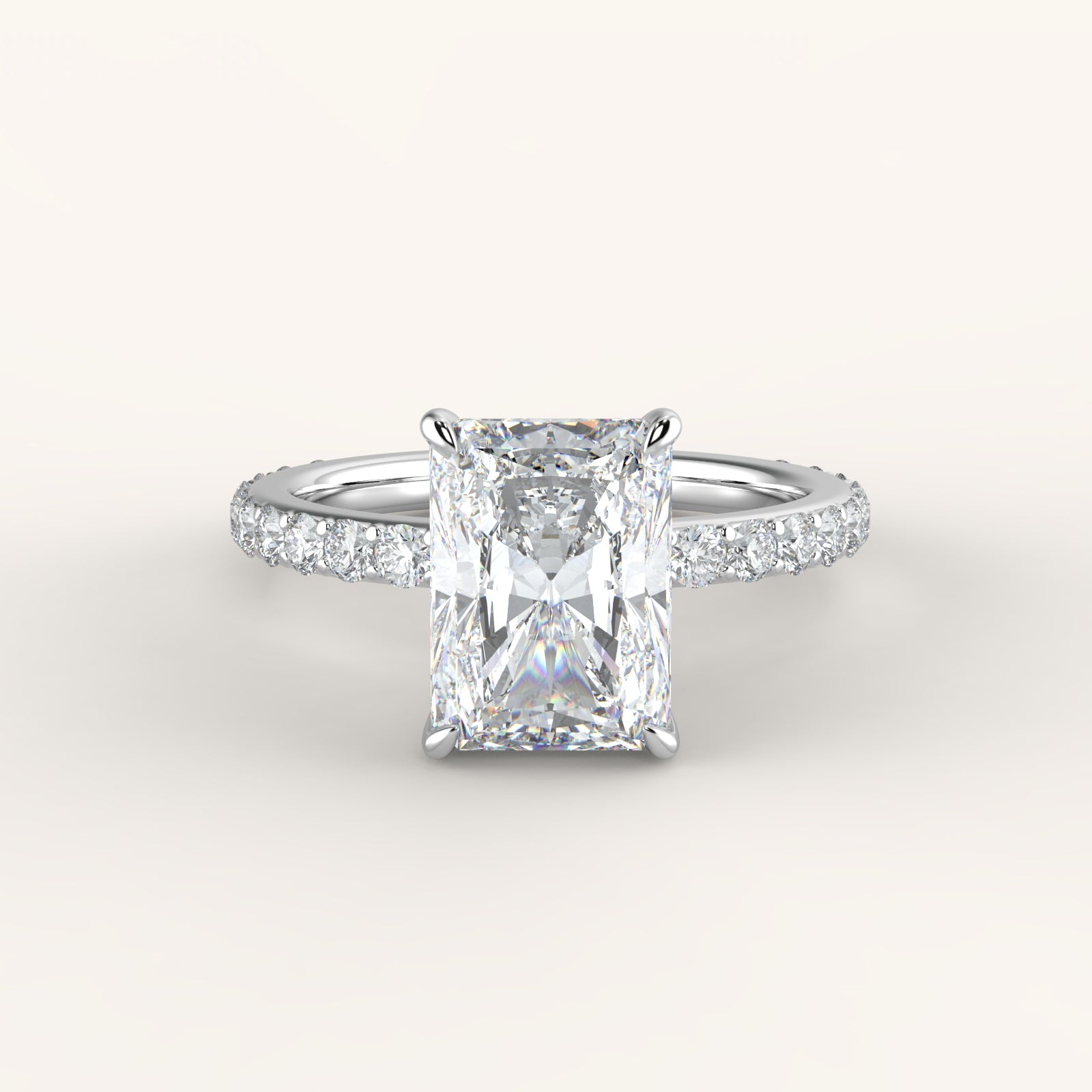 3.5 Carat Radiant Cut Diamond & 18K Accented Solitaire