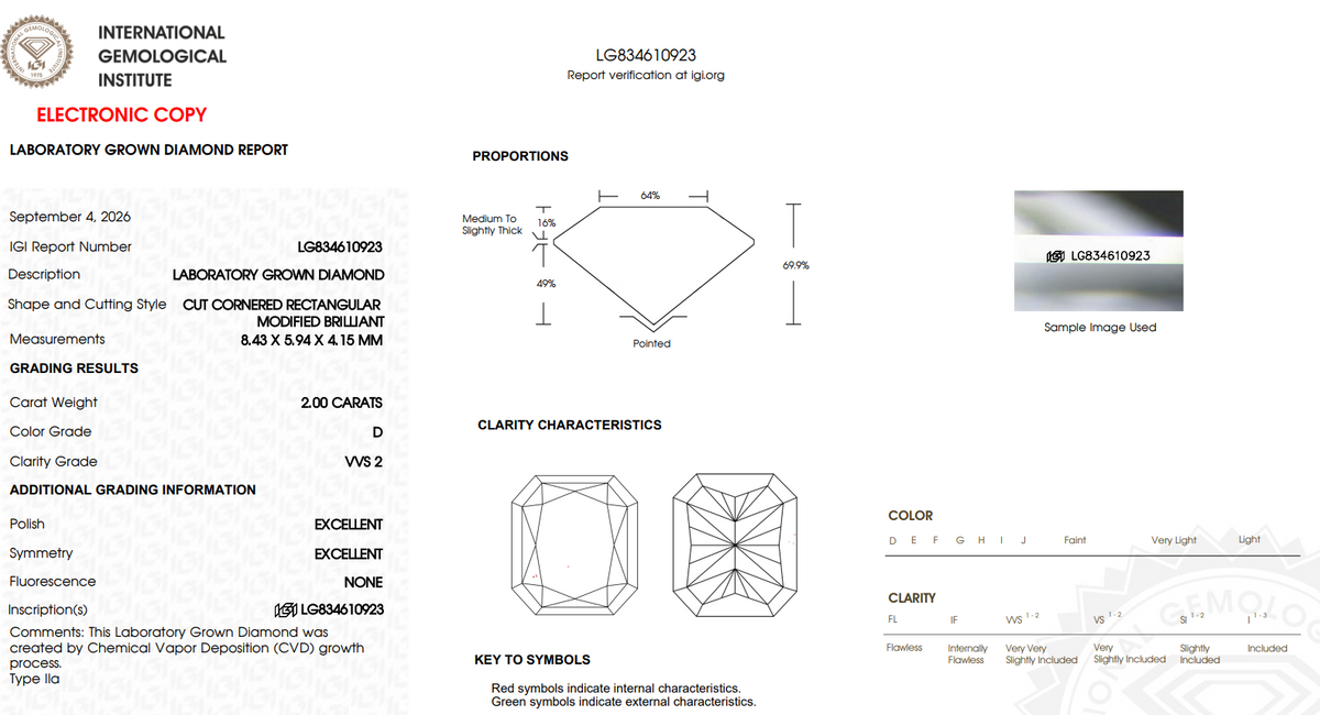 LIMITED OFFER: $3850 Value - 2.00 Carat Radiant Cut LG Diamond - IGI Certified D/VVS2
