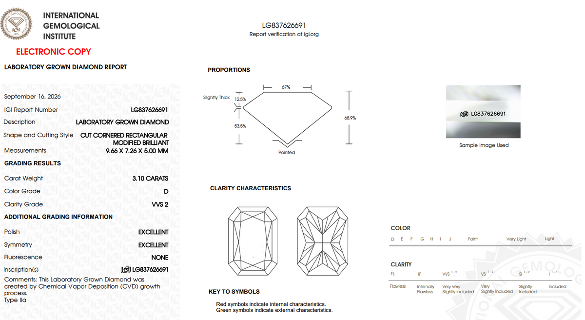 LIMITED OFFER: $5580 Value - 3.10 Carat Radiant Cut LG Diamond - IGI Certified D/VVS2