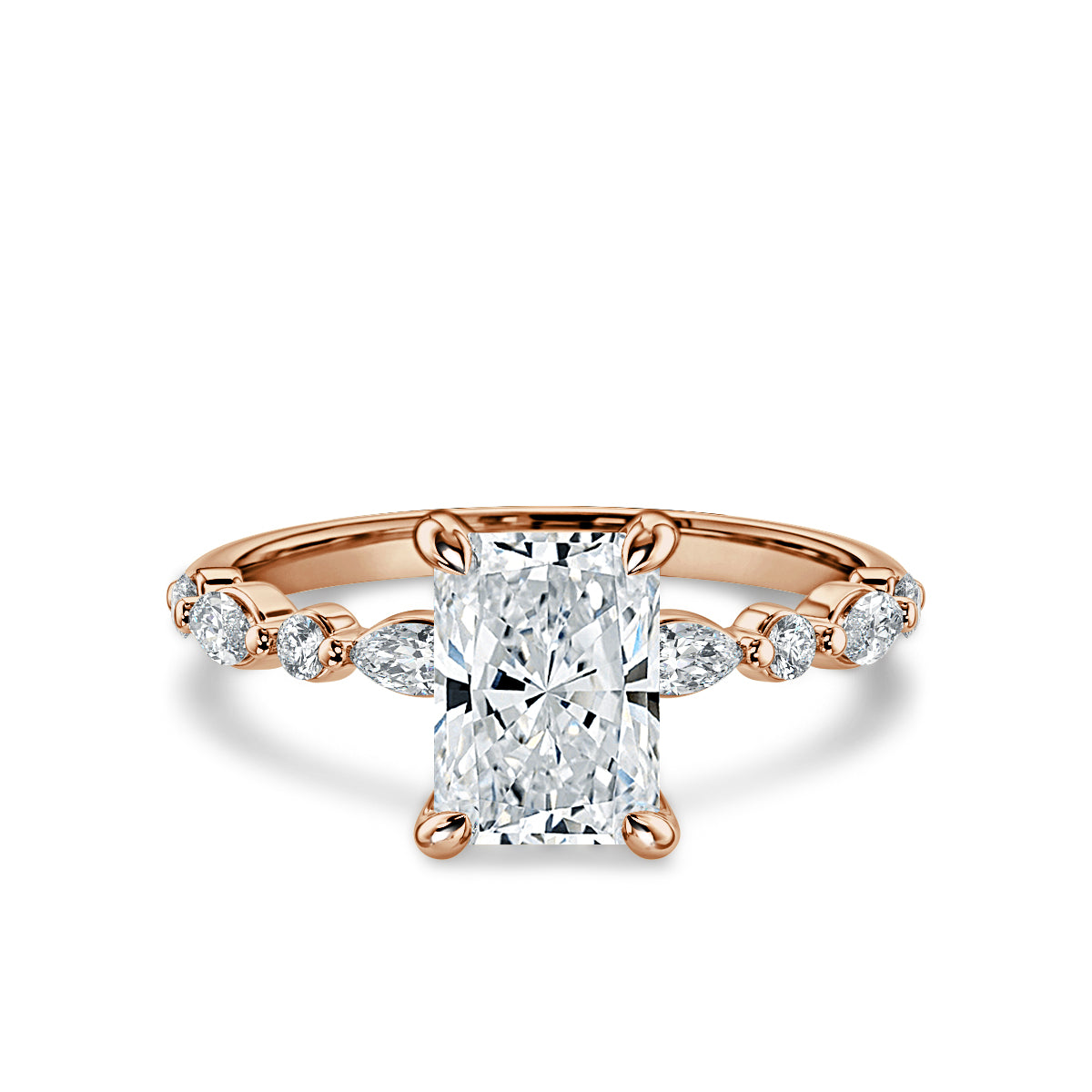 2 Carat Radiant Cut with Marquise & Round Accents