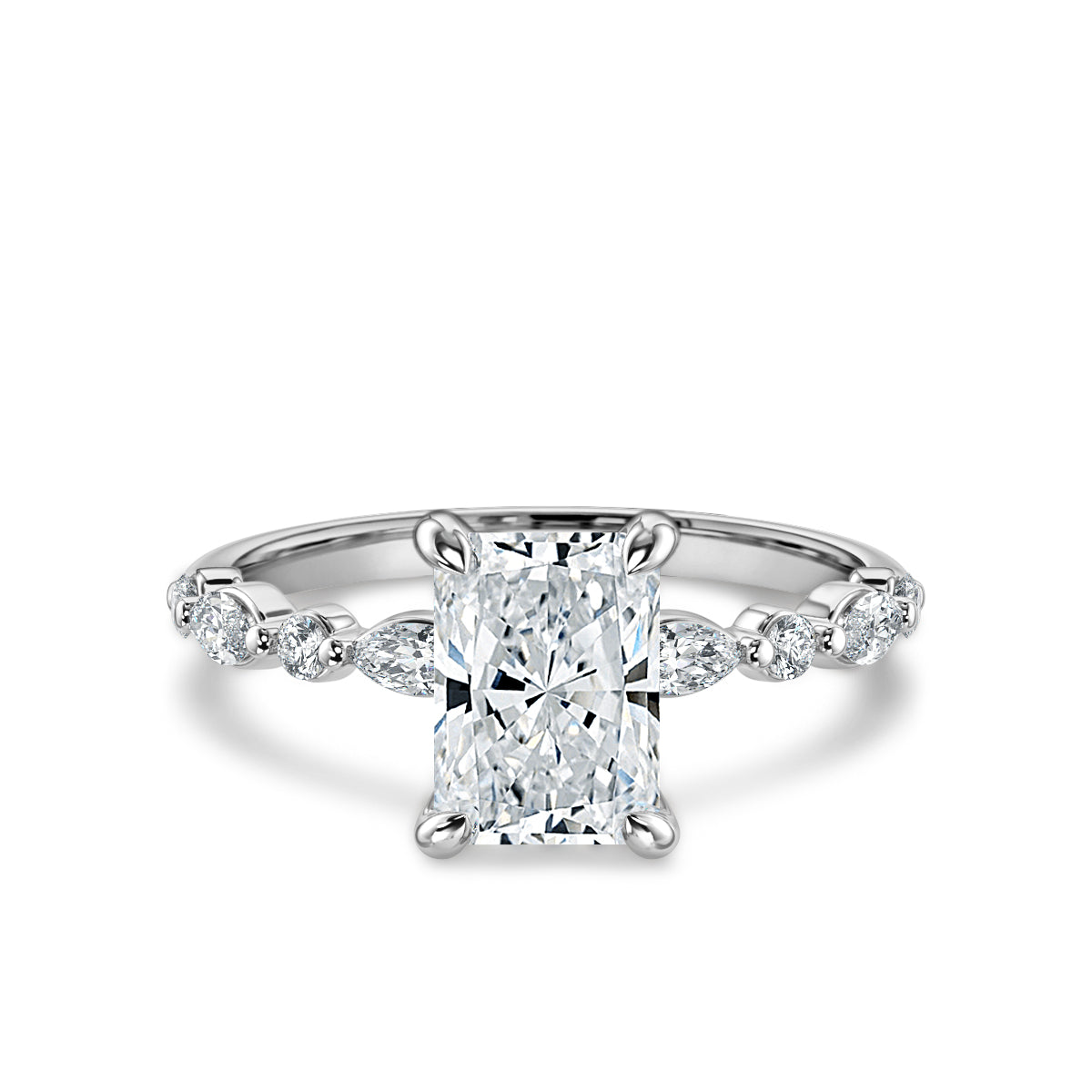 2 Carat Radiant Cut with Marquise & Round Accents