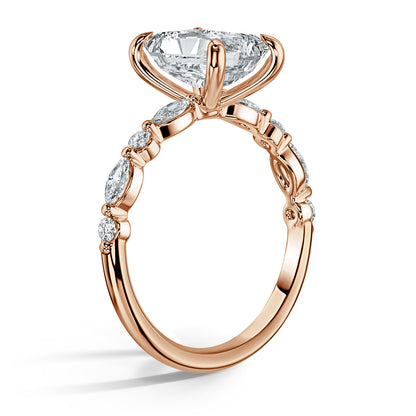 2 Carat Radiant Cut with Marquise & Round Accents
