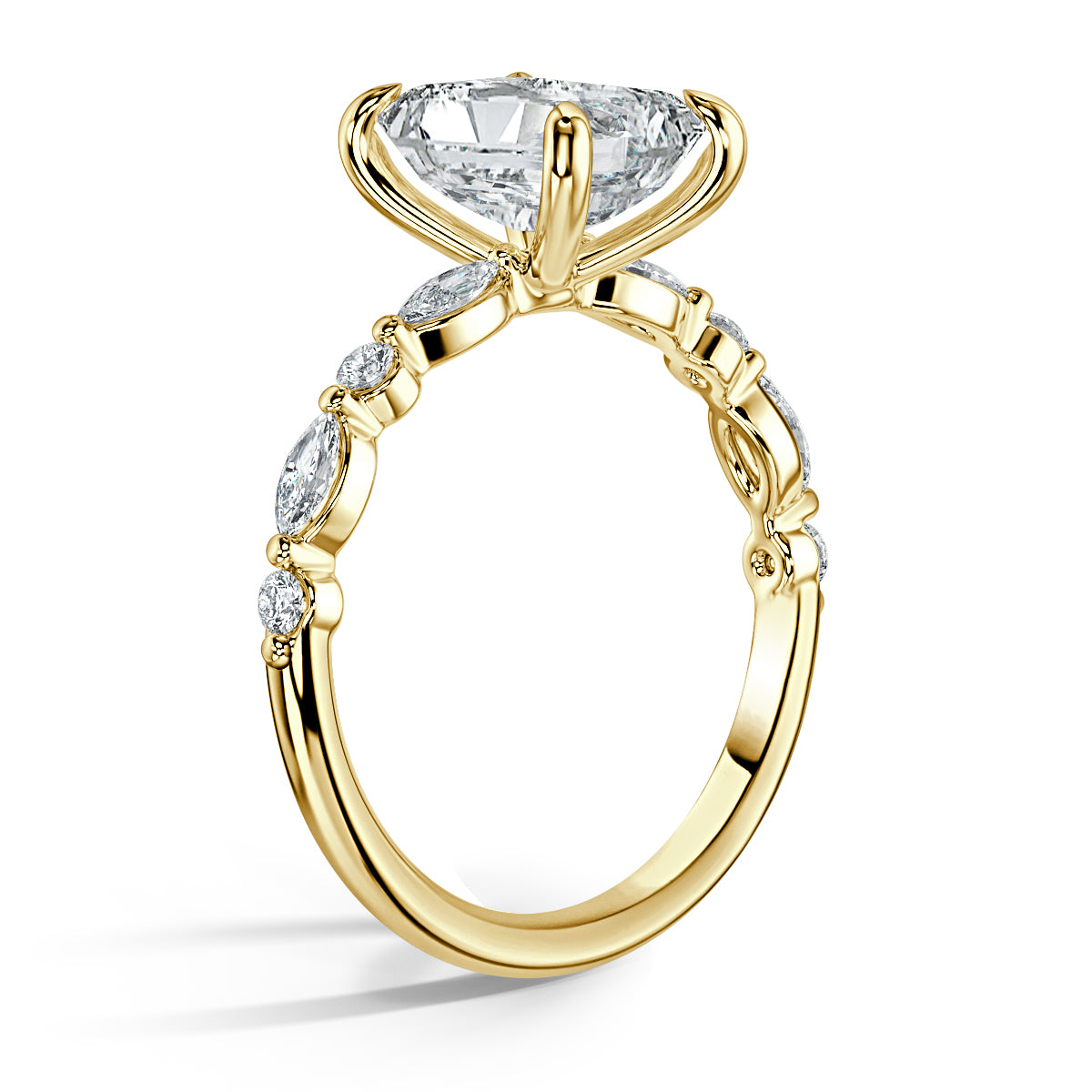 2 Carat Radiant Cut with Marquise & Round Accents