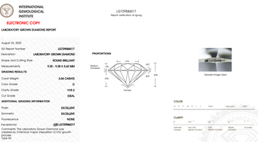 LIMITED OFFER: $6250 Value - 3.04 Carat Round Cut LG Diamond - IGI Certified D/VVS2