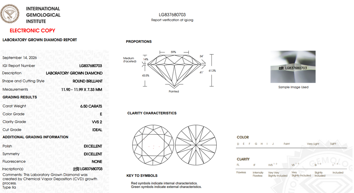 $6750 Value - 5.0 Carat Round Brilliant Cut Diamond. IGI Certified F/VVS2 Ideal Cut!