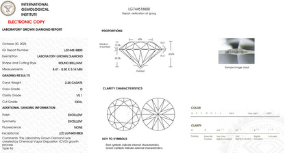 $6800 VAL: 2.25 Ct, D Colour, VS1 Clarity, LG Round Cut Diamond in Solid Platinum Setting!