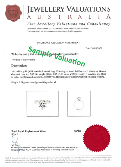 2.00 Carat Round Brilliant Cut Diamond Solitaire in White, Yellow or Rose Gold