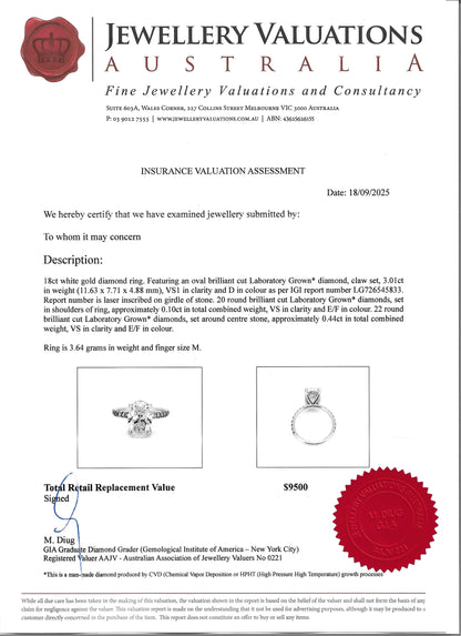 Save 50% - Hefty 3.55 Ct, D VS1 Oval Cut LG Diamond & Hidden Halo Engagement Ring