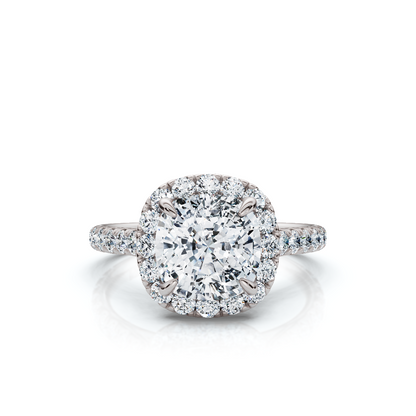18K/Platinum Cushion Cut Accents & Halo