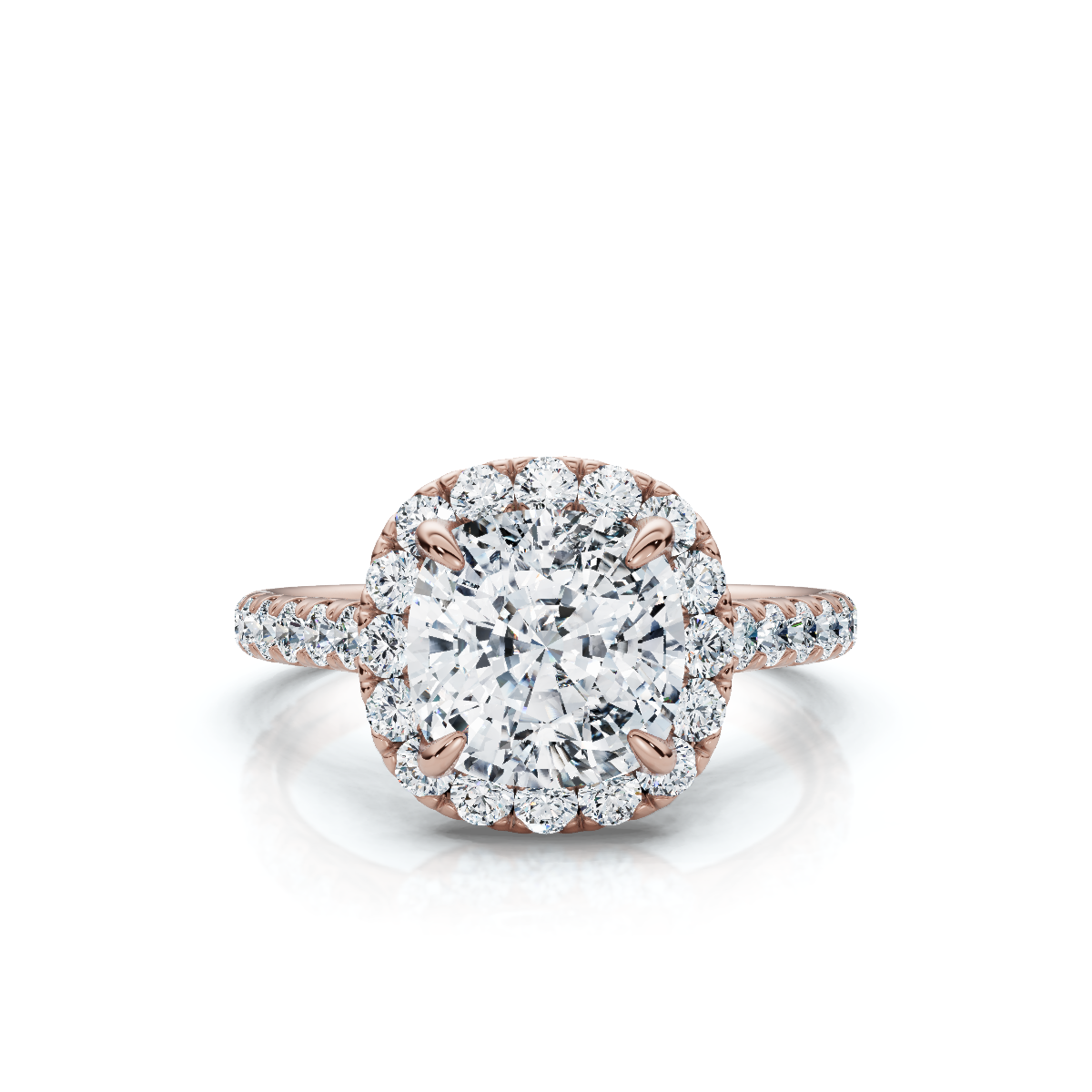 18K/Platinum Cushion Cut Accents & Halo