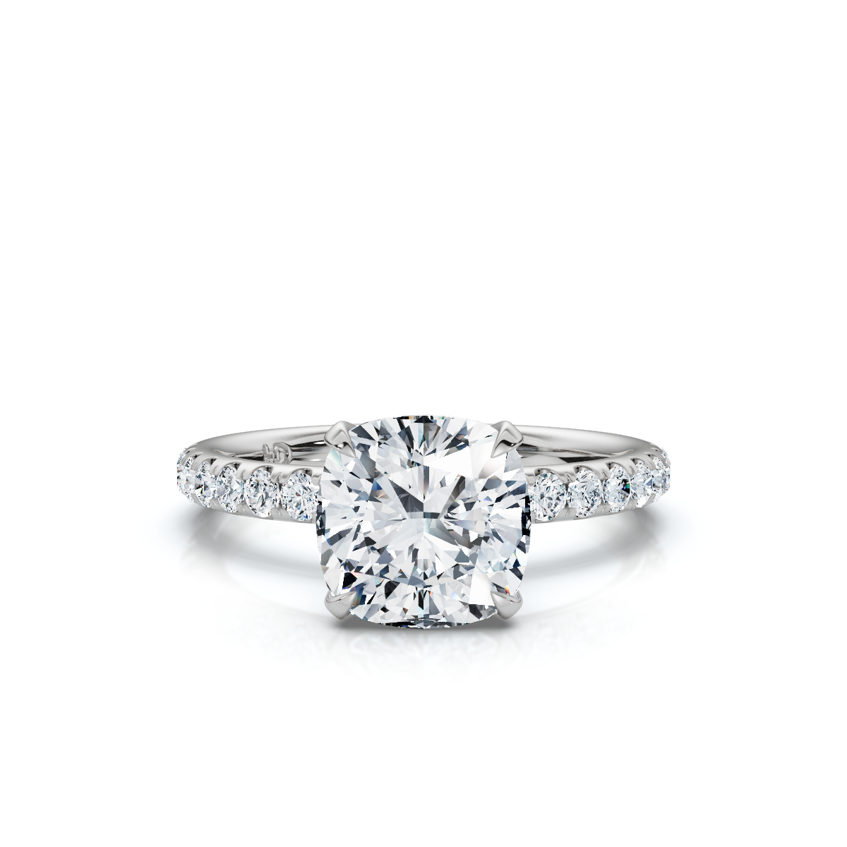 18K/Platinum Cushion Cut Accented