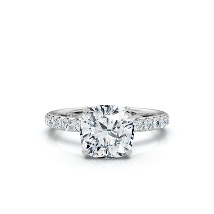 18K/Platinum Cushion Cut Accented