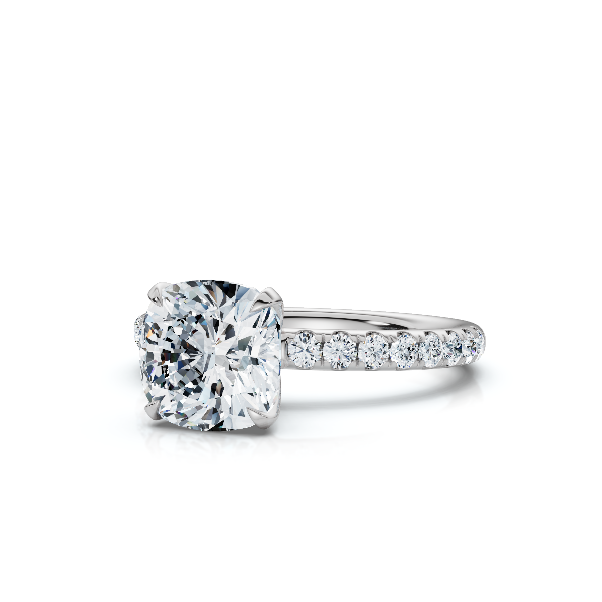 18K/Platinum Cushion Cut Accented