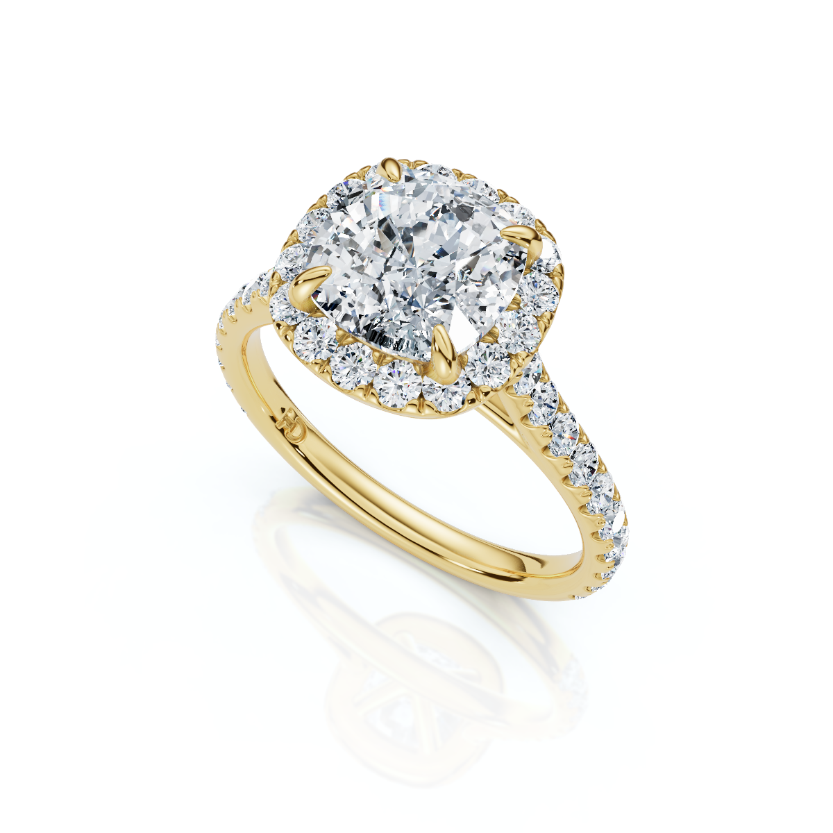 18K/Platinum Cushion Cut Accents & Halo