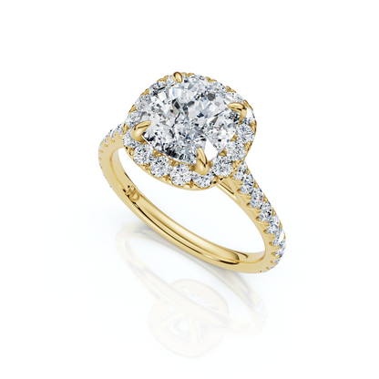 18K/Platinum Cushion Cut Accents & Halo