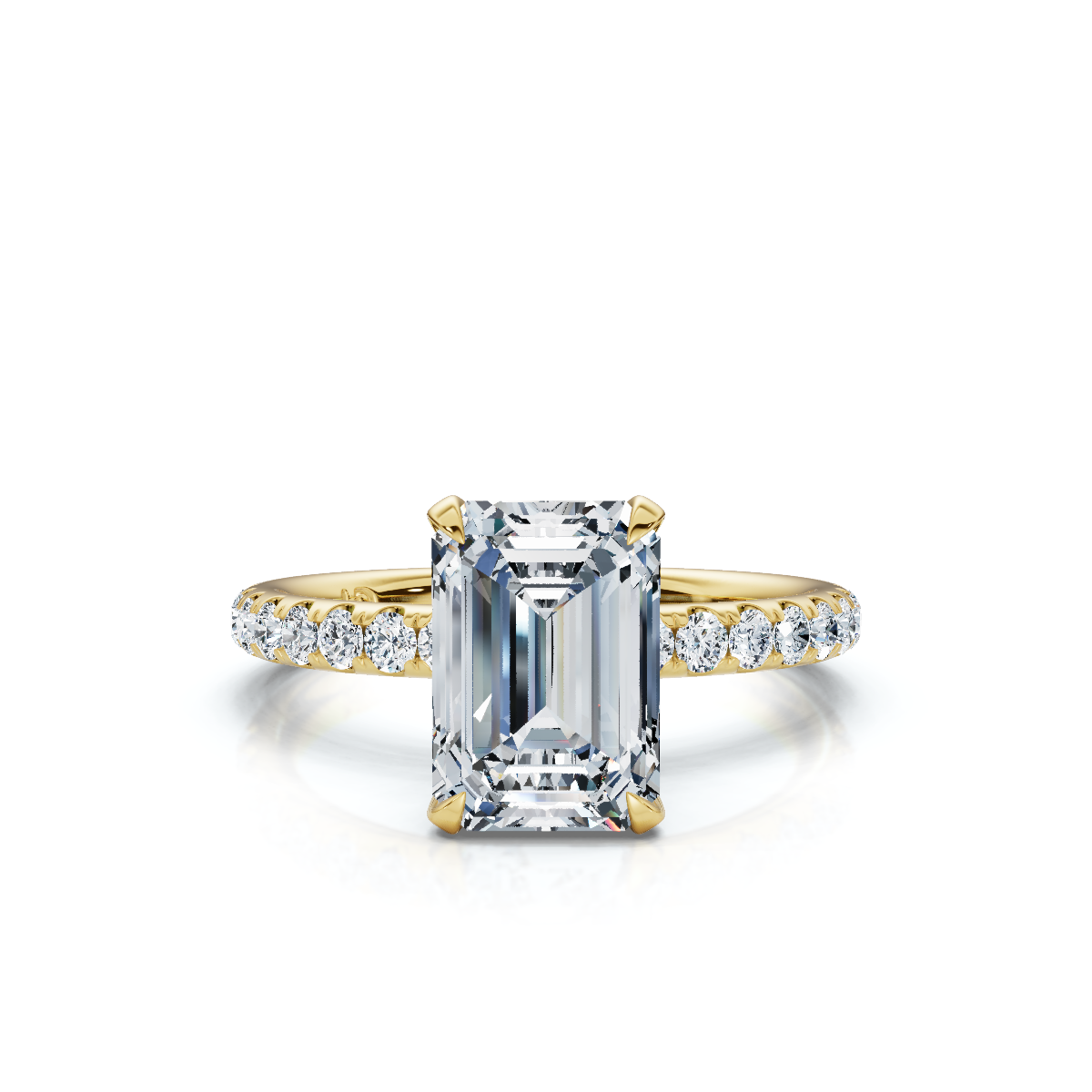 18K/Platinum Emerald Cut Accented