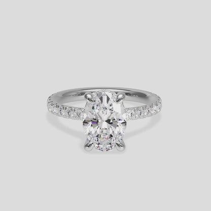 2.5 Carat Oval Cut Diamond in Hidden Halo & Accents Setting