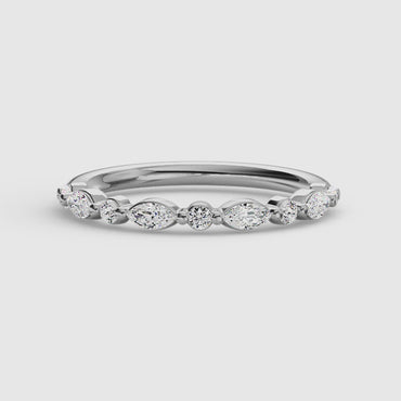 Marquise & Round Cut Diamond Wedding Band
