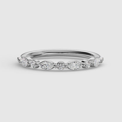 Marquise & Round Cut Diamond Wedding Band