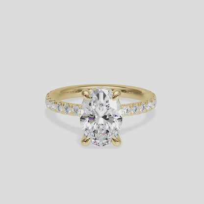 2.5 Carat Oval Cut Diamond in Hidden Halo & Accents Setting