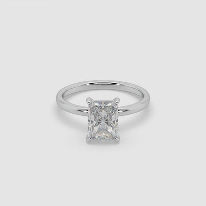 2.00 Carat Radiant Cut Diamond Solitaire in 14K White, Yellow or Rose Gold