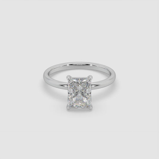 2.00 Carat Radiant Cut Diamond Solitaire in 14K White, Yellow or Rose Gold