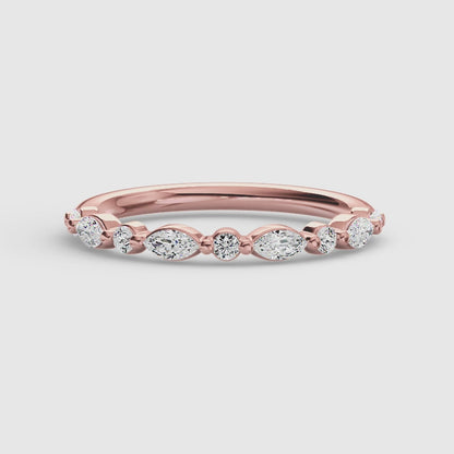 Marquise & Round Cut Diamond Wedding Band