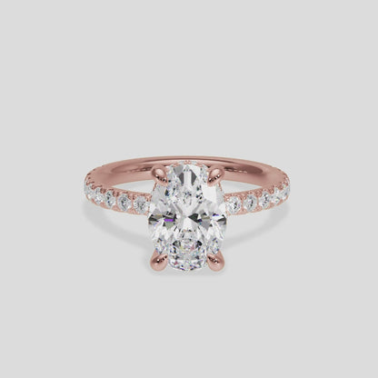 2.5 Carat Oval Cut Diamond in Hidden Halo & Accents Setting