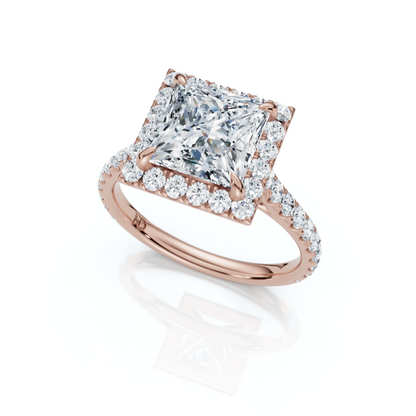 18K/Platinum Princess Cut Accents & Halo