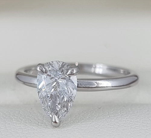 Exceptional E Colour – 1.25 Carat Pear Cut Diamond Ring! Lab Grown!