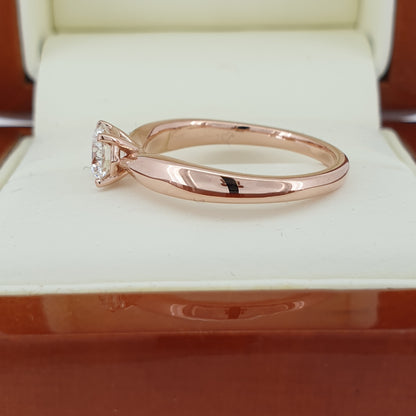 GIA Round Cut Diamond Engagement Ring. Stunning Rose Gold Setting! NEW!