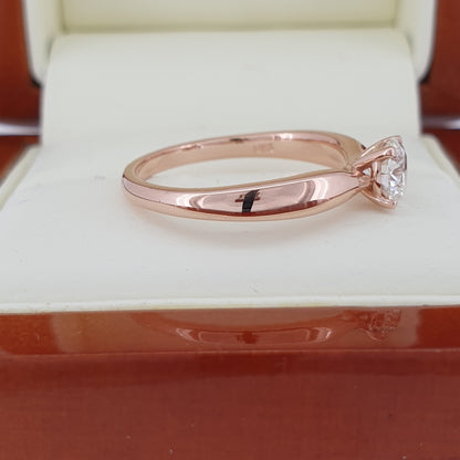 GIA Round Cut Diamond Engagement Ring. Stunning Rose Gold Setting! NEW!