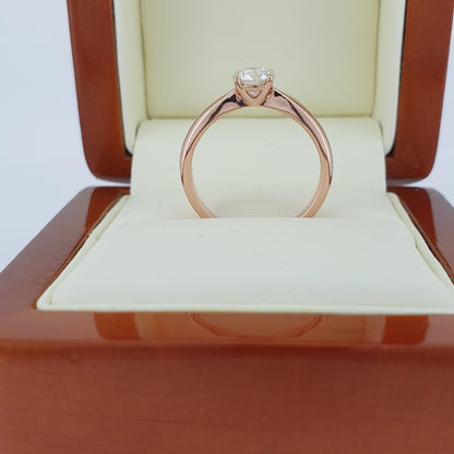 GIA Round Cut Diamond Engagement Ring. Stunning Rose Gold Setting! NEW!