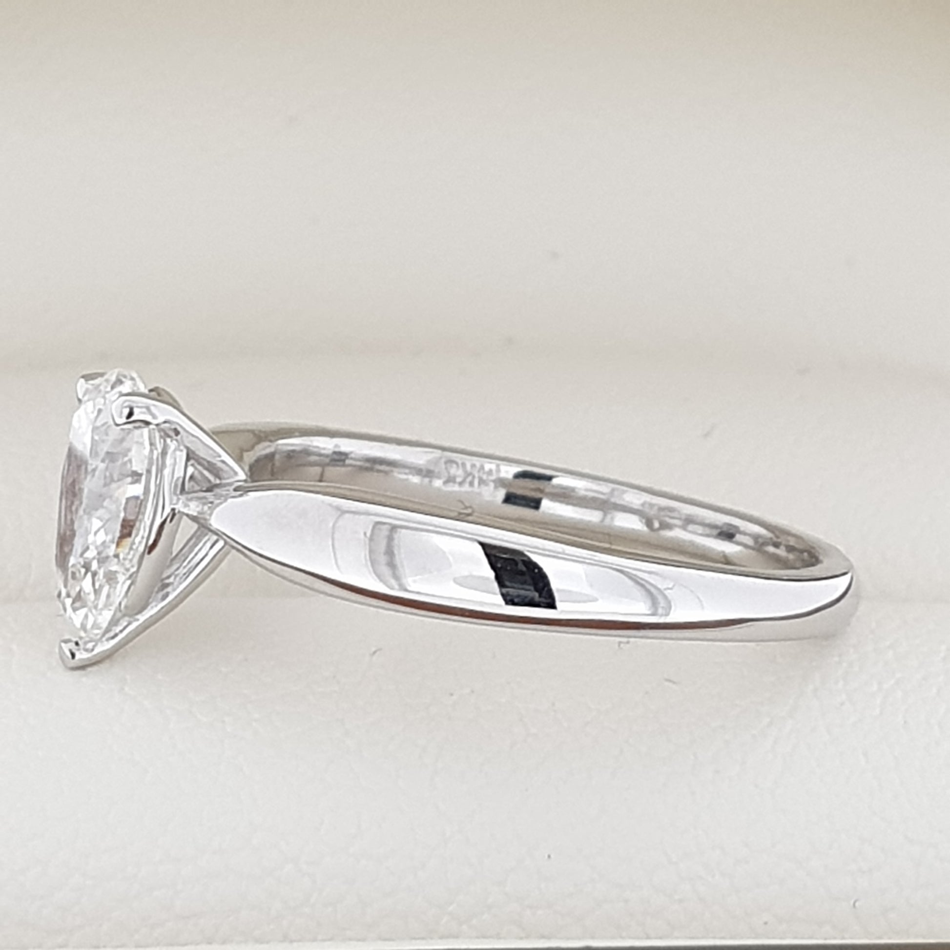 1.00 Carat Pear Cut Diamond Engagement Ring - Side | Hogan Diamonds