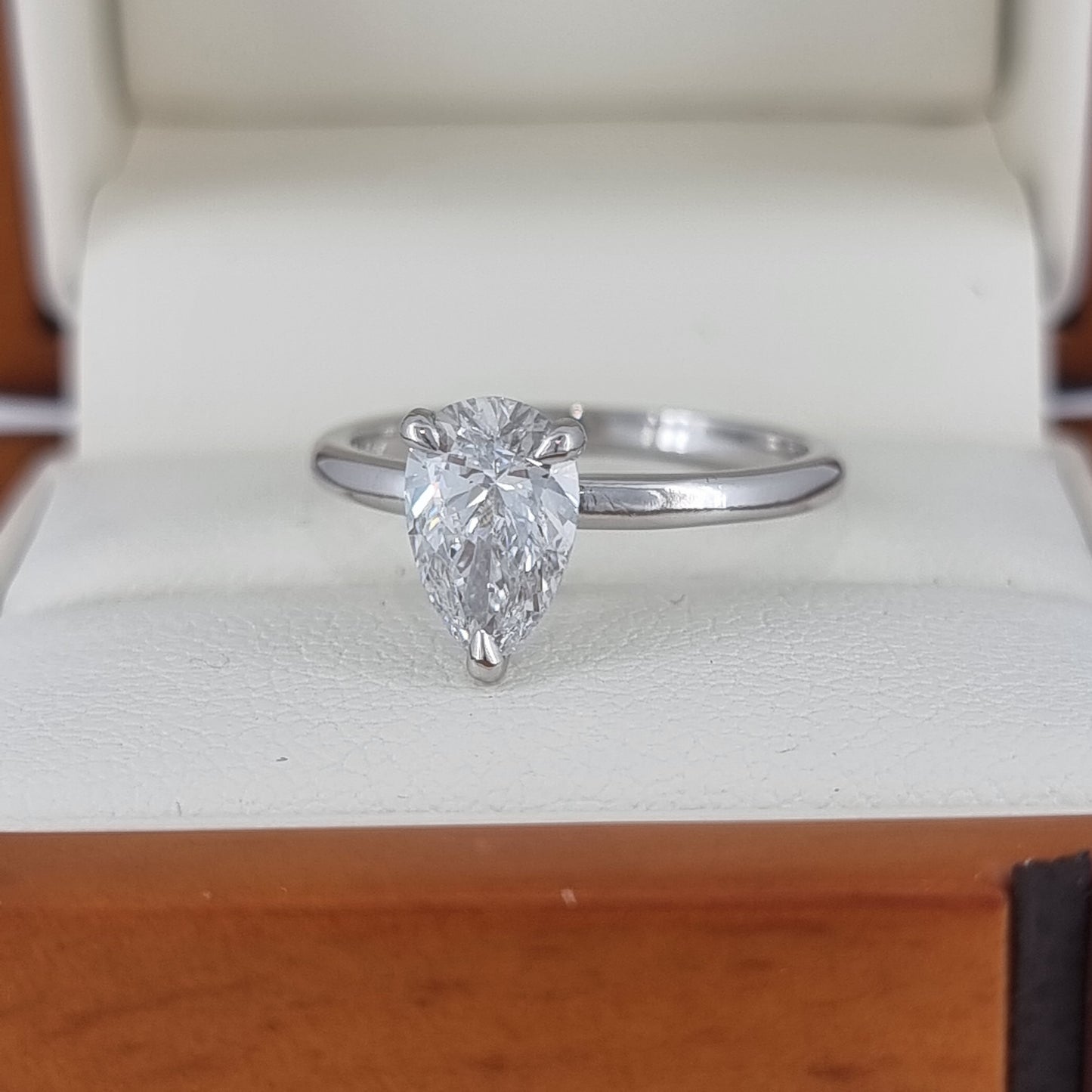 Exceptional E Colour – 1.25 Carat Pear Cut Diamond Ring! Lab Grown!