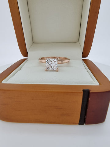 E Colour - 1.44 Carat Hidden Halo Diamond Engagement Ring in Rose Gold!