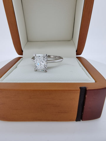 BIG 2.01 Carat Radiant Cut Diamond Engagement Ring in White Gold!