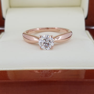 GIA Round Cut Diamond Engagement Ring. Stunning Rose Gold Setting! NEW!